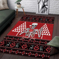 Personalized Hawaii Skull Christmas Area Rug Mele Kalikimaka Hawaiian Kakau - Polynesian Pride