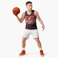 Personalized Hawaii Skull Christmas Basketball Jersey Mele Kalikimaka Hawaiian Kakau - Polynesian Pride