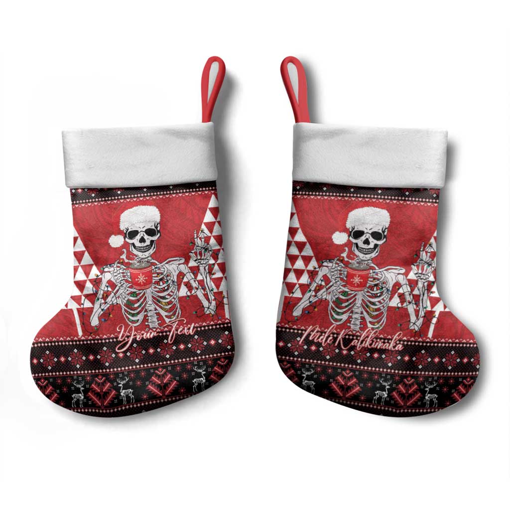 Personalized Hawaii Skull Christmas Stocking Mele Kalikimaka Hawaiian Kakau - Polynesian Pride