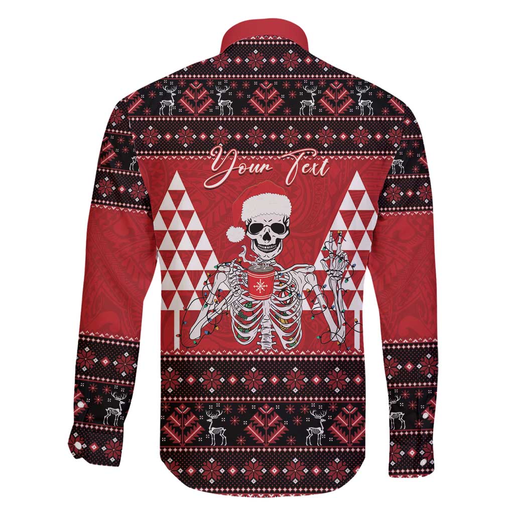 Personalized Hawaii Skull Christmas Family Matching Mermaid Dress and Hawaiian Shirt Mele Kalikimaka Hawaiian Kakau - Polynesian Pride