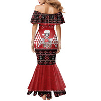 Personalized Hawaii Skull Christmas Family Matching Mermaid Dress and Hawaiian Shirt Mele Kalikimaka Hawaiian Kakau - Polynesian Pride