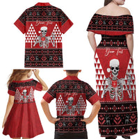 Personalized Hawaii Skull Christmas Family Matching Off Shoulder Maxi Dress and Hawaiian Shirt Mele Kalikimaka Hawaiian Kakau - Polynesian Pride
