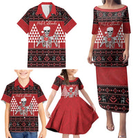 Personalized Hawaii Skull Christmas Family Matching Puletasi and Hawaiian Shirt Mele Kalikimaka Hawaiian Kakau - Polynesian Pride