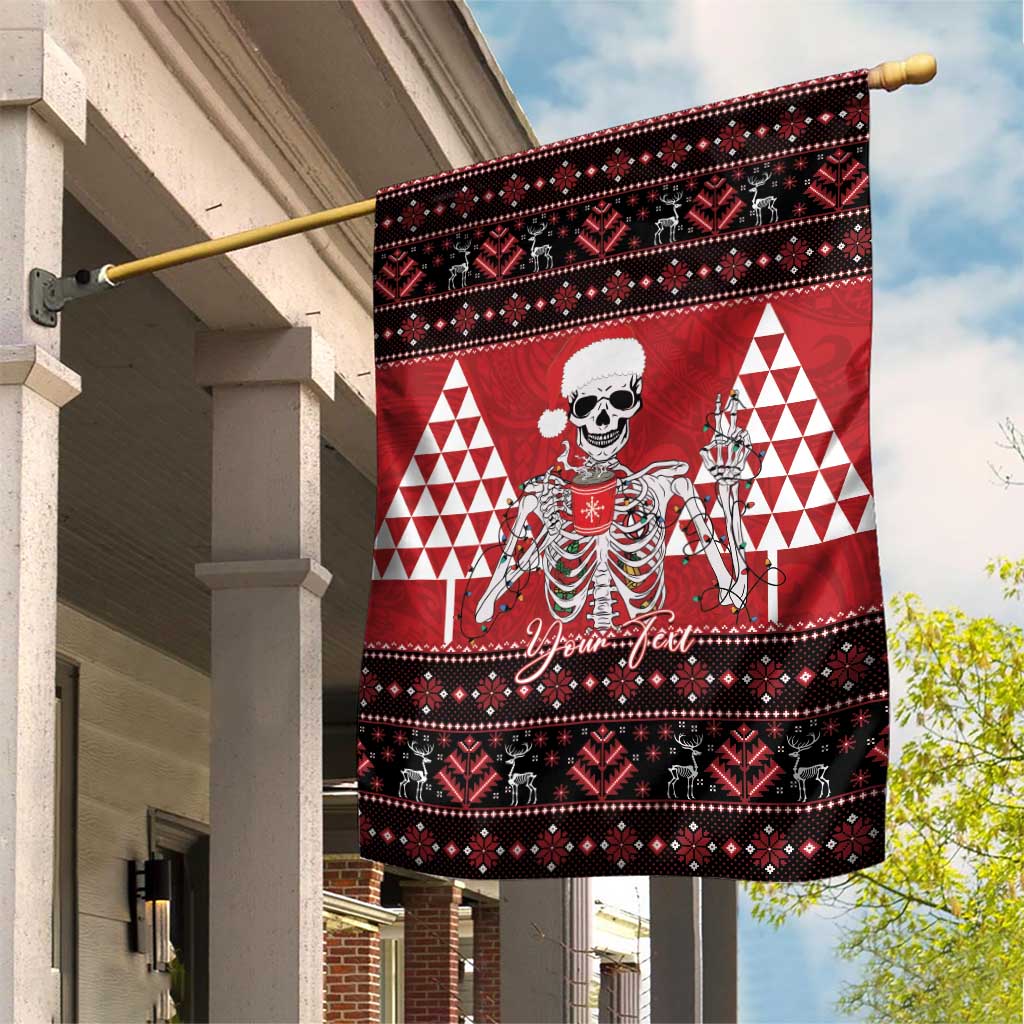 Personalized Hawaii Skull Christmas Garden Flag Mele Kalikimaka Hawaiian Kakau - Polynesian Pride