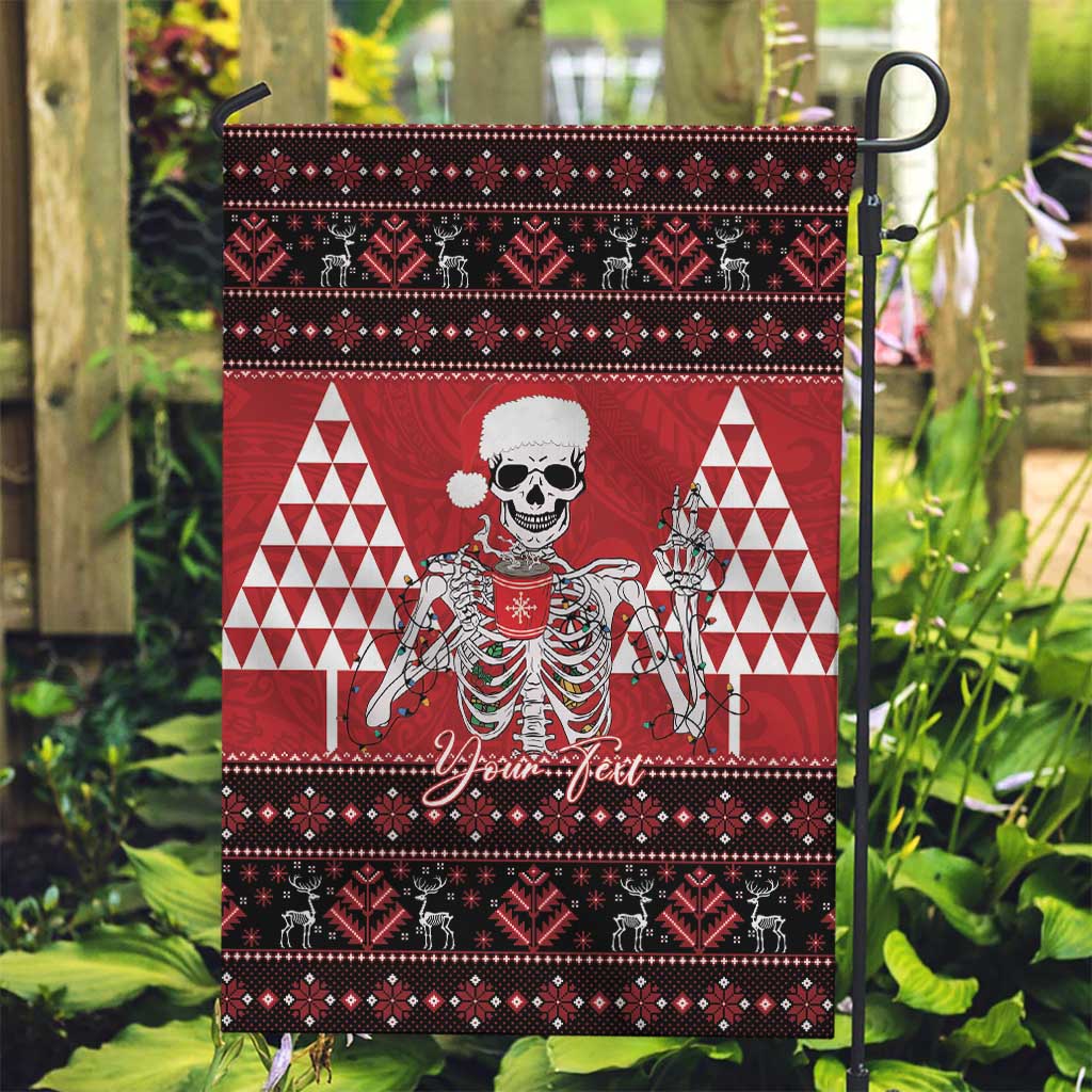 Personalized Hawaii Skull Christmas Garden Flag Mele Kalikimaka Hawaiian Kakau - Polynesian Pride