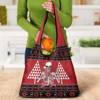 Personalized Hawaii Skull Christmas Grocery Bag Mele Kalikimaka Hawaiian Kakau - Polynesian Pride