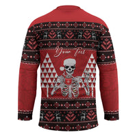 Personalized Hawaii Skull Christmas Hockey Jersey Mele Kalikimaka Hawaiian Kakau - Polynesian Pride