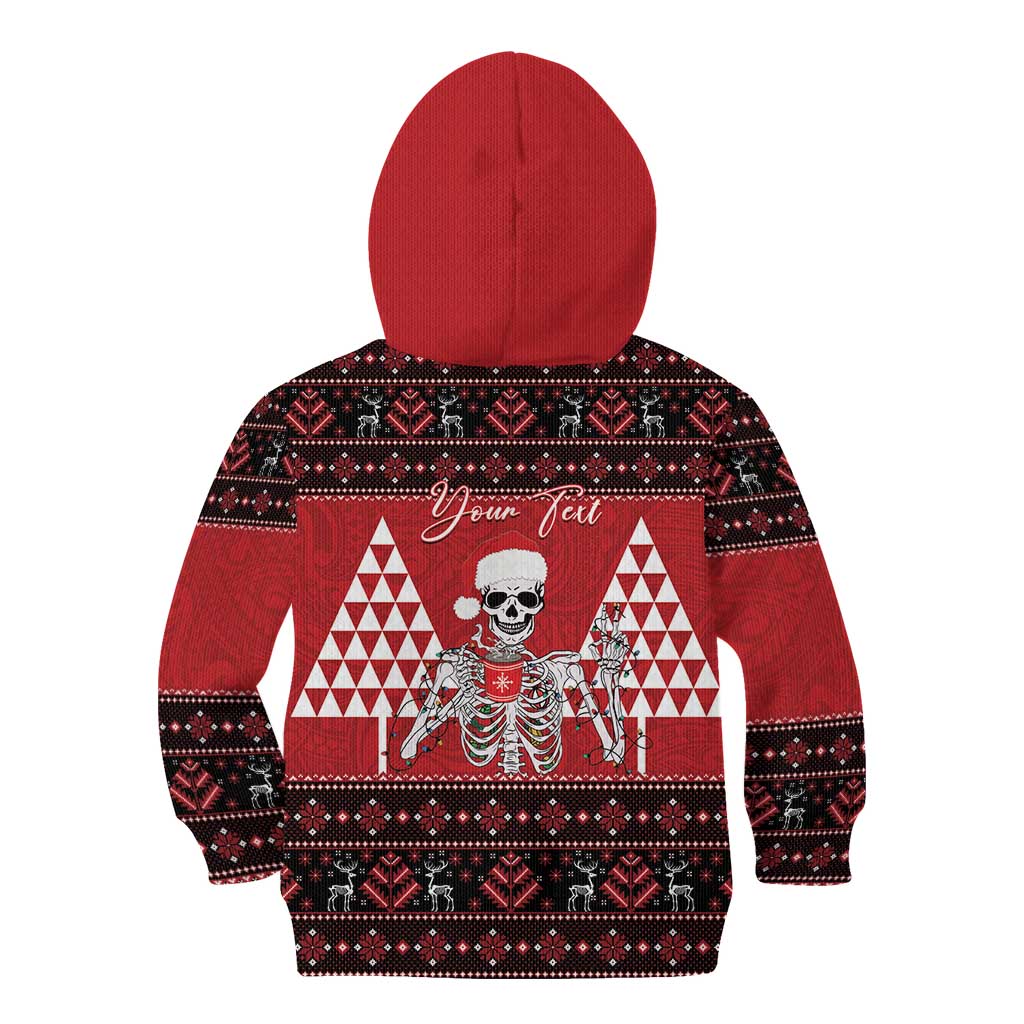 Personalized Hawaii Skull Christmas Kid Hoodie Mele Kalikimaka Hawaiian Kakau - Polynesian Pride