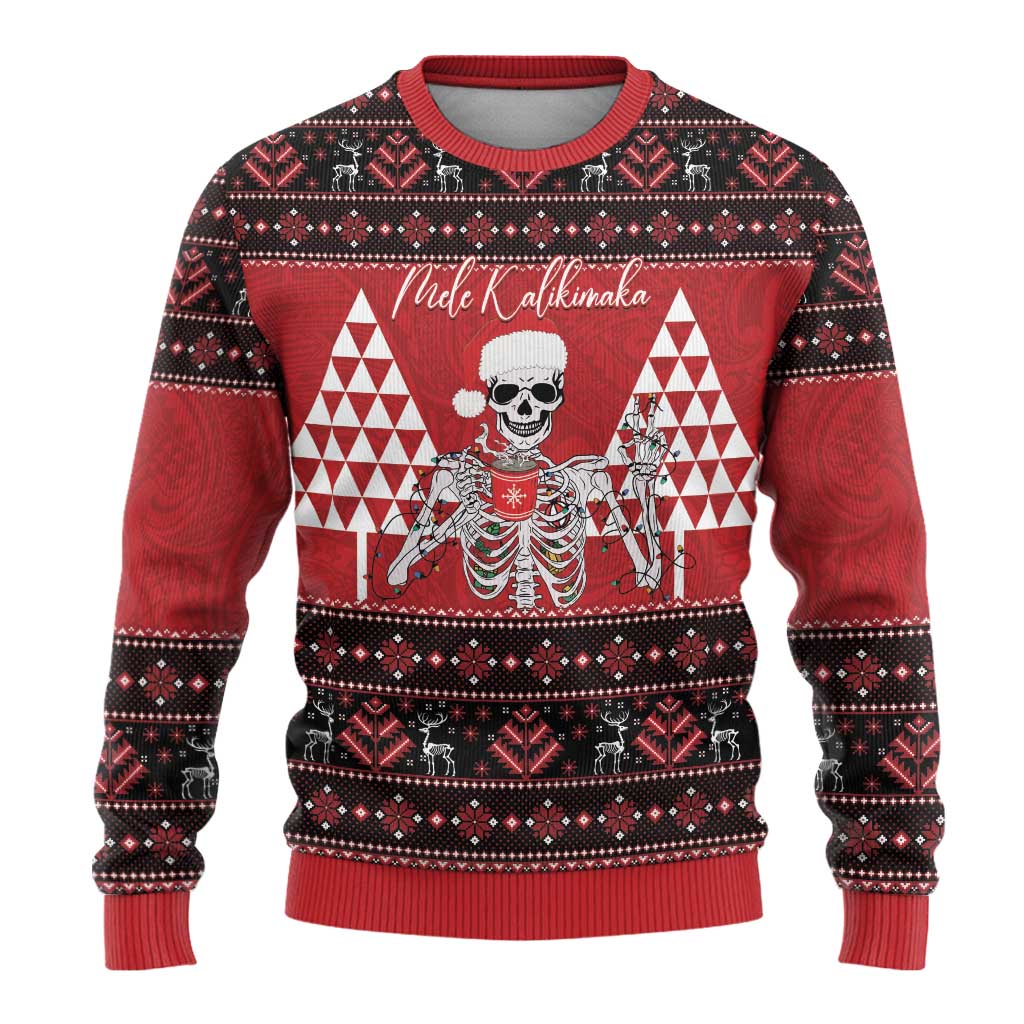 Personalized Hawaii Skull Christmas Ugly Christmas Sweater Mele Kalikimaka Hawaiian Kakau - Polynesian Pride