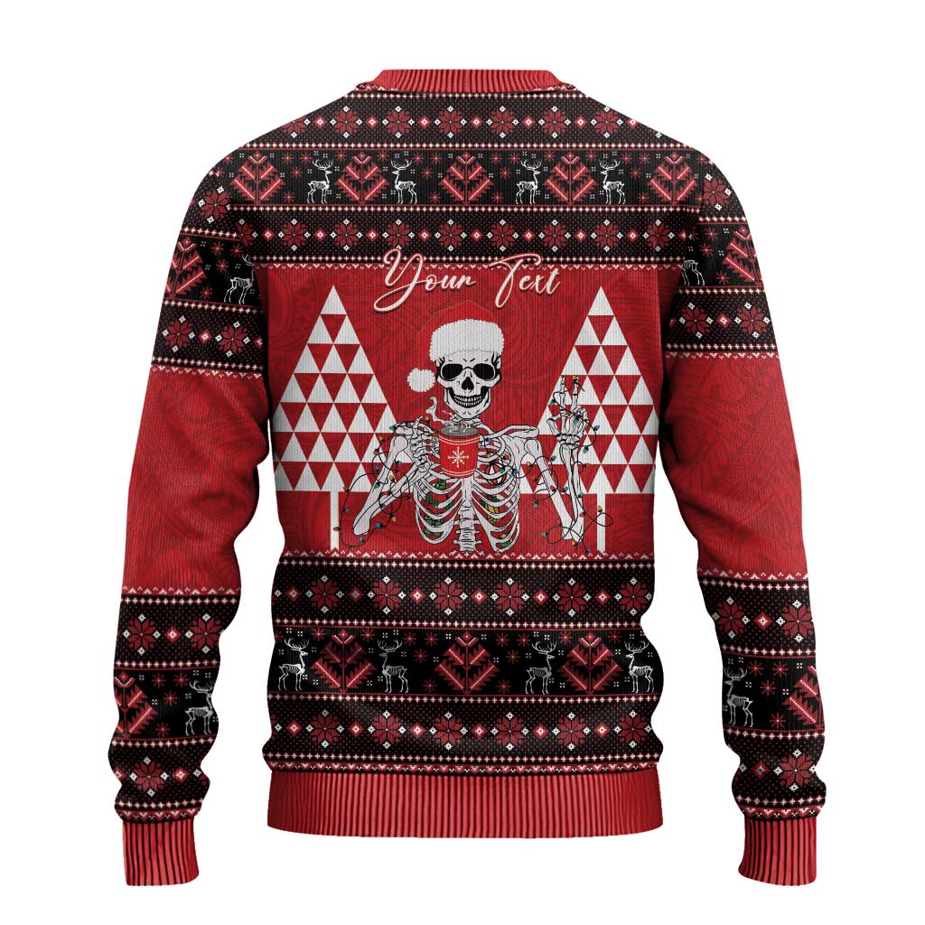 Personalized Hawaii Skull Christmas Ugly Christmas Sweater Mele Kalikimaka Hawaiian Kakau - Polynesian Pride