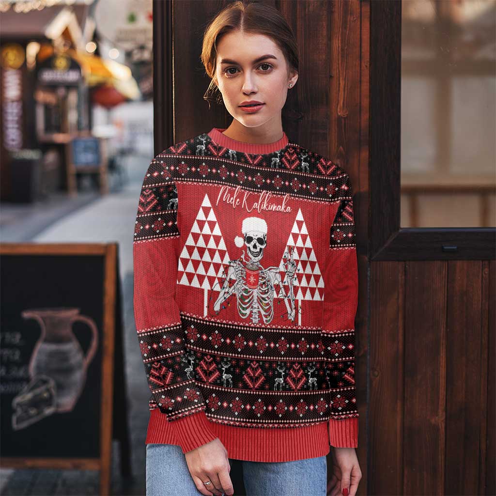 Personalized Hawaii Skull Christmas Ugly Christmas Sweater Mele Kalikimaka Hawaiian Kakau - Polynesian Pride