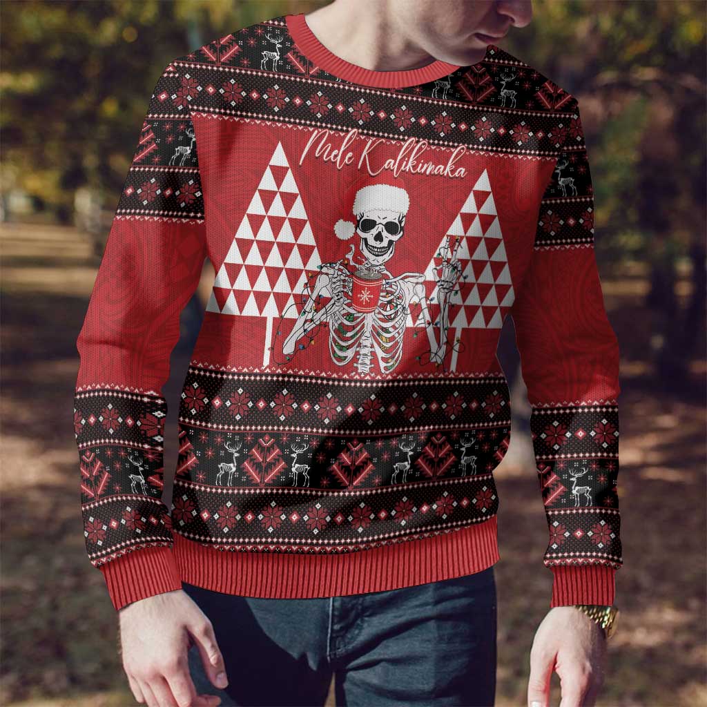 Personalized Hawaii Skull Christmas Ugly Christmas Sweater Mele Kalikimaka Hawaiian Kakau - Polynesian Pride