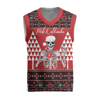 Personalized Hawaii Skull Christmas Knitted V-Neck Vest Mele Kalikimaka Hawaiian Kakau - Polynesian Pride