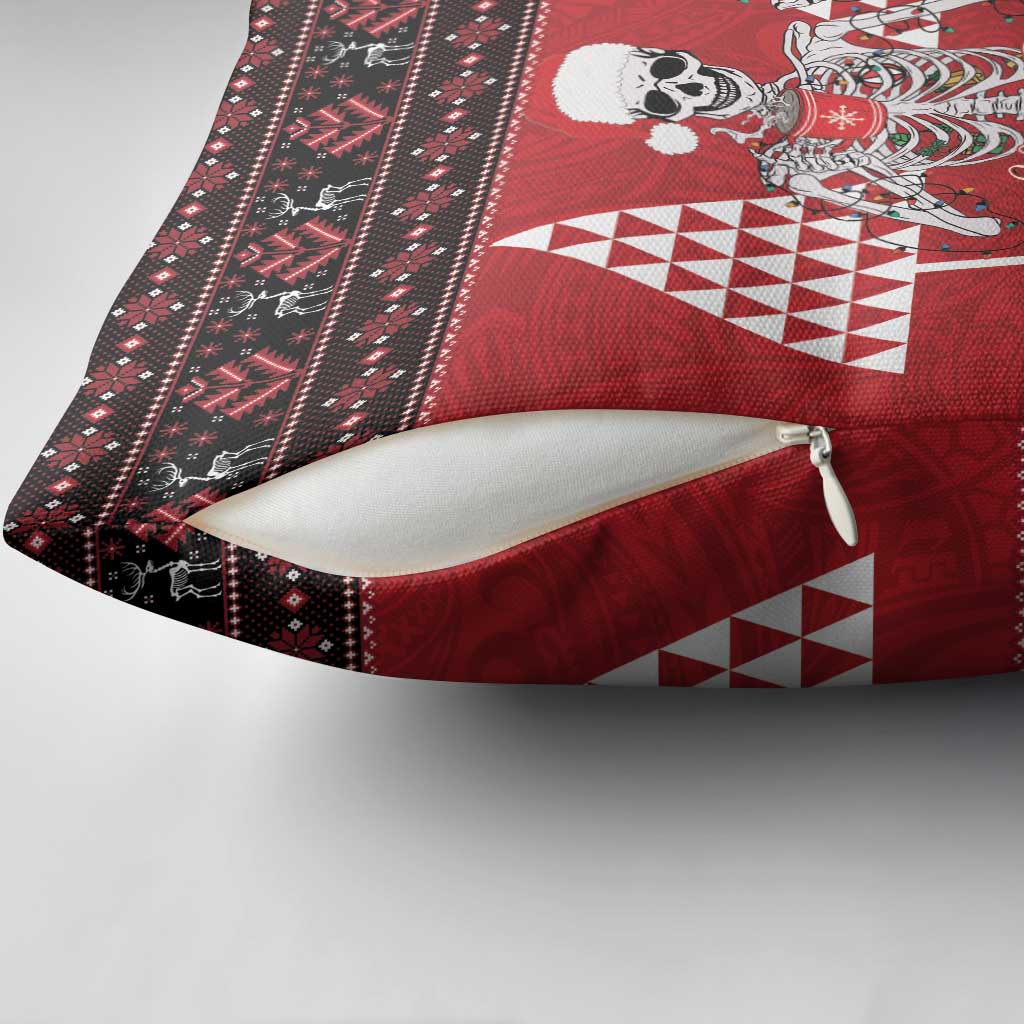 Personalized Hawaii Skull Christmas Pillow Cover Mele Kalikimaka Hawaiian Kakau - Polynesian Pride