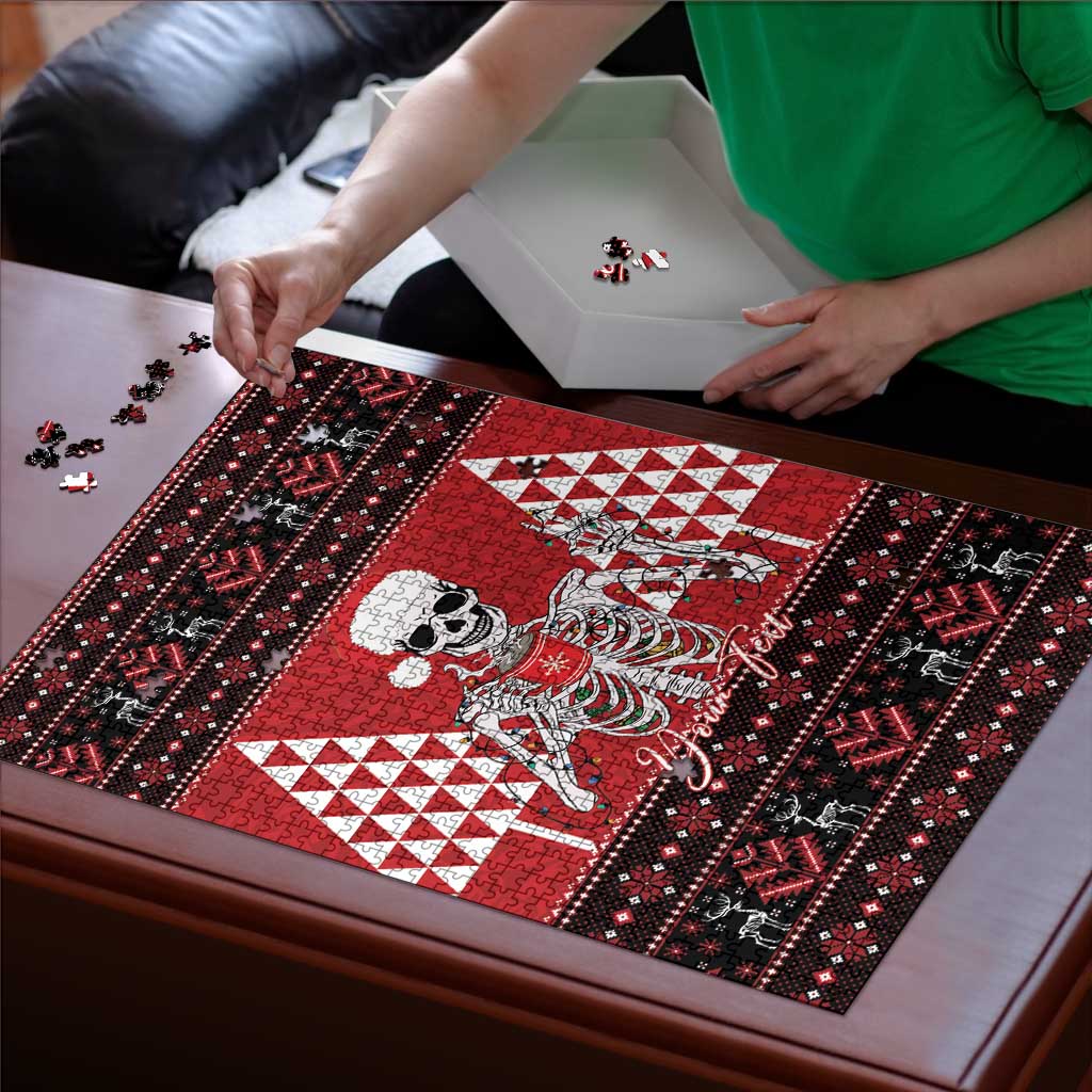 Personalized Hawaii Skull Christmas Puzzle Mele Kalikimaka Hawaiian Kakau - Polynesian Pride