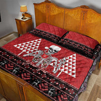 Personalized Hawaii Skull Christmas Quilt Bed Set Mele Kalikimaka Hawaiian Kakau - Polynesian Pride