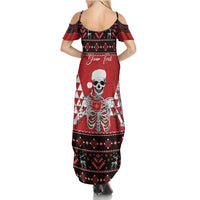 Personalized Hawaii Skull Christmas Summer Maxi Dress Mele Kalikimaka Hawaiian Kakau - Polynesian Pride