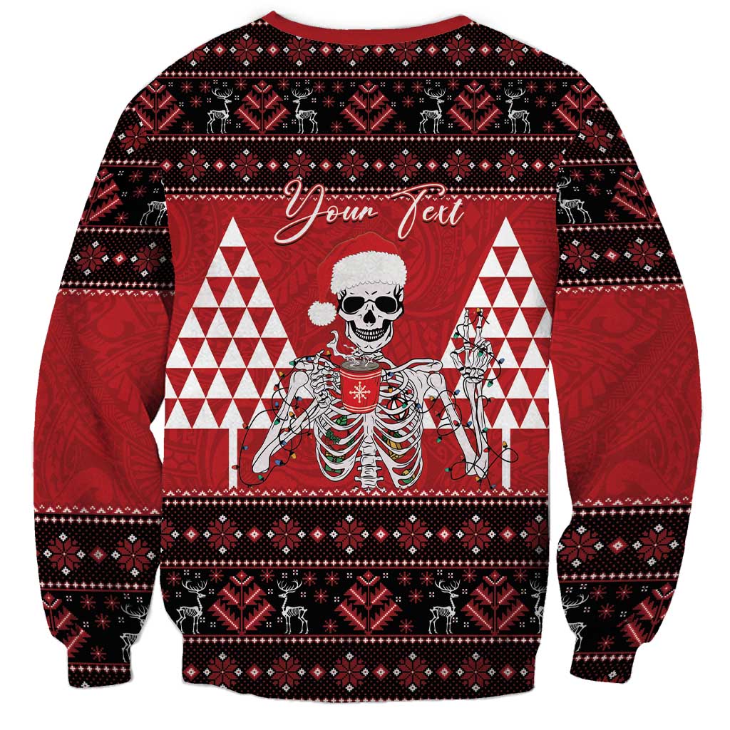 Personalized Hawaii Skull Christmas Sweatshirt Mele Kalikimaka Hawaiian Kakau - Polynesian Pride