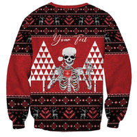 Personalized Hawaii Skull Christmas Sweatshirt Mele Kalikimaka Hawaiian Kakau - Polynesian Pride