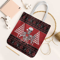 Personalized Hawaii Skull Christmas Tote Bag Mele Kalikimaka Hawaiian Kakau - Polynesian Pride