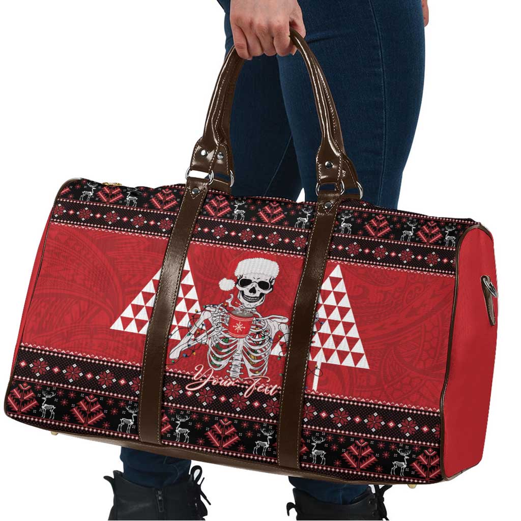Personalized Hawaii Skull Christmas Travel Bag Mele Kalikimaka Hawaiian Kakau - Polynesian Pride