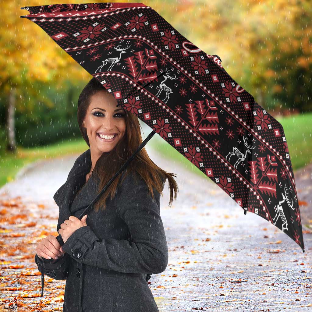 Personalized Hawaii Skull Christmas Umbrella Mele Kalikimaka Hawaiian Kakau - Polynesian Pride