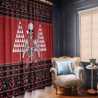 Personalized Hawaii Skull Christmas Window Curtain Mele Kalikimaka Hawaiian Kakau - Polynesian Pride