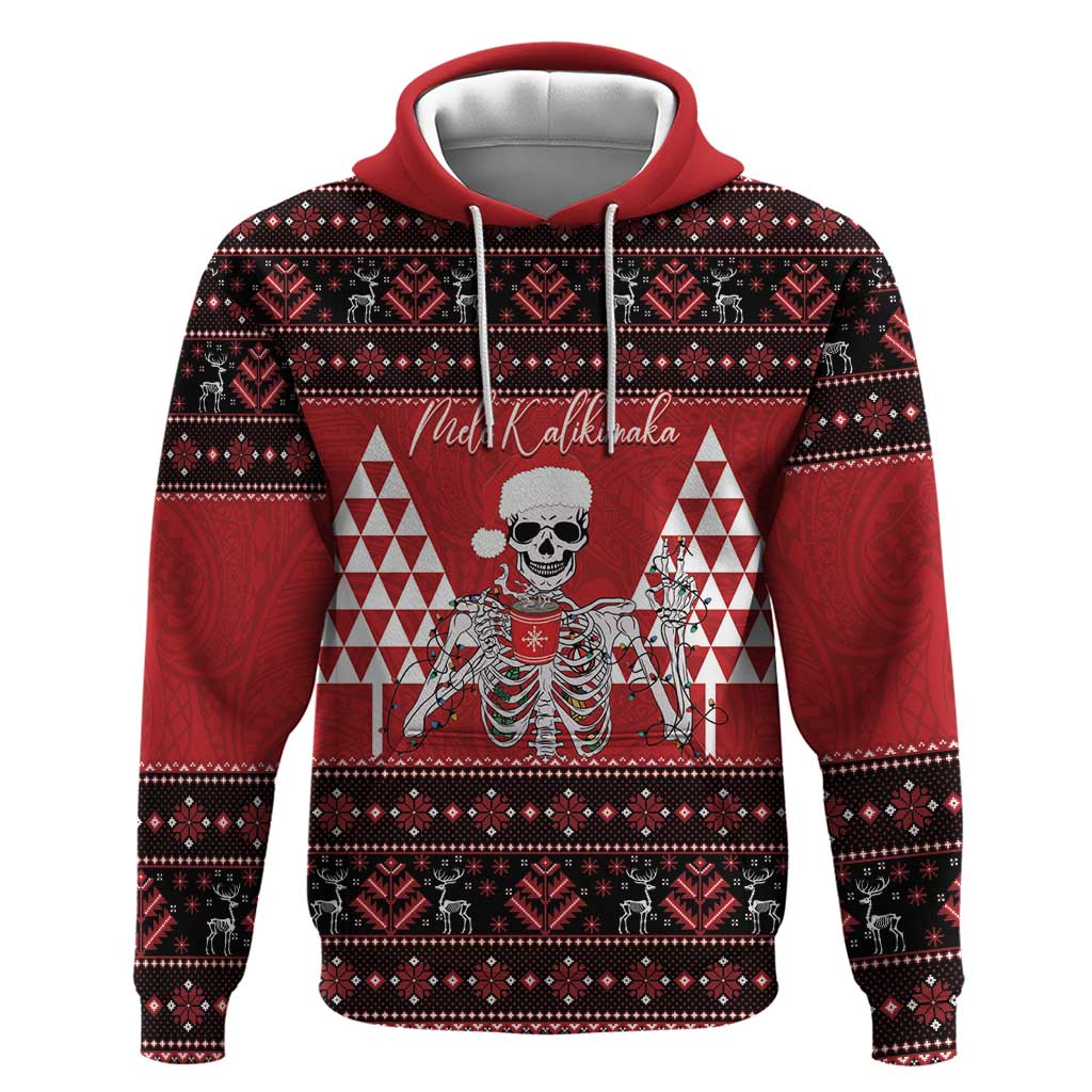 Personalized Hawaii Skull Christmas Zip Hoodie Mele Kalikimaka Hawaiian Kakau - Polynesian Pride