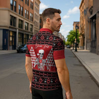 Personalized Hawaii Skull Christmas Zipper Polo Shirt Mele Kalikimaka Hawaiian Kakau - Polynesian Pride