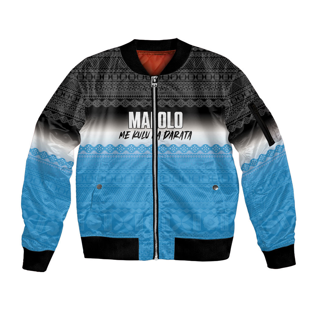 Malolo Fiji 2026 Rugby Personalised Sleeve Zip Bomber Jacket Me Kulu Na Darata Fijian Tapa Pattern