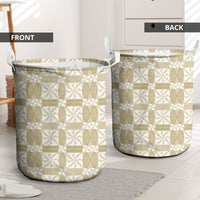 Beige Ngatu Pattern Malo e Lelei Tonga Laundry Basket LT14 - Polynesian Pride