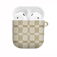 Beige Ngatu Pattern Malo e Lelei Tonga AirPods Case LT14 Beige - Polynesian Pride
