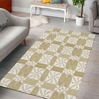 Beige Ngatu Pattern Malo e Lelei Tonga Area Rug LT14 - Polynesian Pride