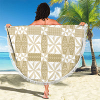Beige Ngatu Pattern Malo e Lelei Tonga Beach Blanket LT14 - Polynesian Pride