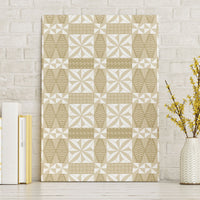 Beige Ngatu Pattern Malo e Lelei Tonga Canvas Wall Art LT14 Without Frame Beige - Polynesian Pride