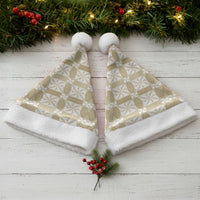 Beige Ngatu Pattern Malo e Lelei Tonga Christmas Santa Hat LT14 - Polynesian Pride