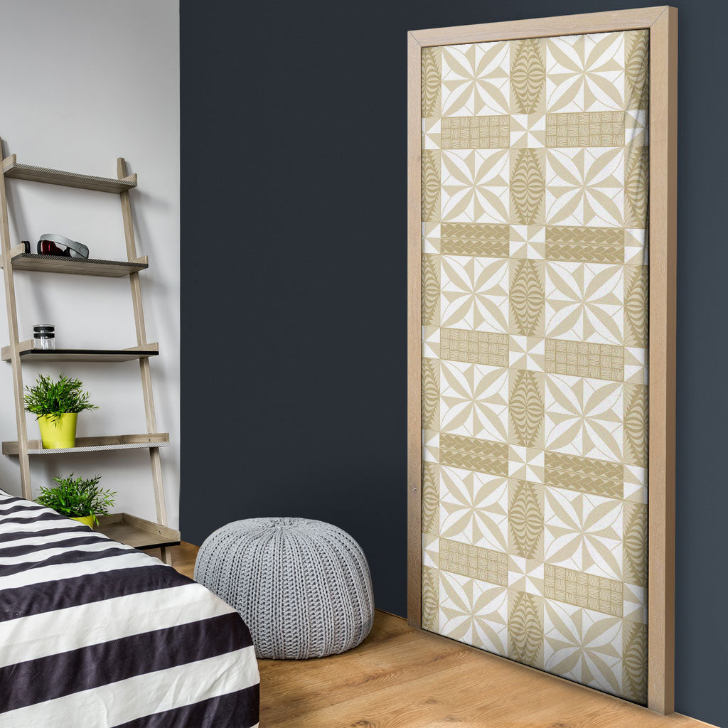 Beige Ngatu Pattern Malo e Lelei Tonga Door Cover LT14 - Polynesian Pride