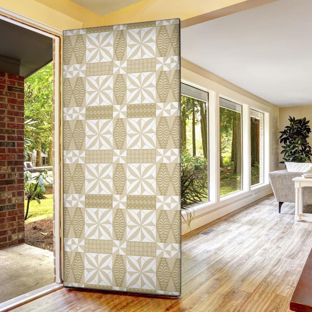 Beige Ngatu Pattern Malo e Lelei Tonga Door Cover LT14 - Polynesian Pride