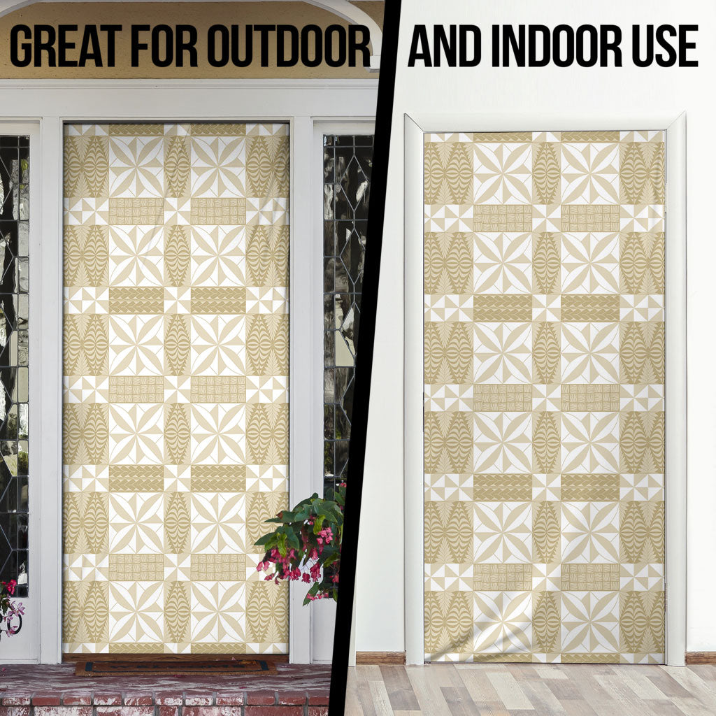 Beige Ngatu Pattern Malo e Lelei Tonga Door Cover LT14 - Polynesian Pride
