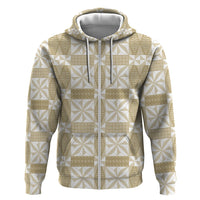 Beige Ngatu Pattern Malo e Lelei Tonga Hoodie LT14 Zip Hoodie Beige - Polynesian Pride