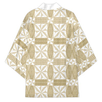 Beige Ngatu Pattern Malo e Lelei Tonga Kimono LT14 - Polynesian Pride