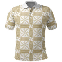 Beige Ngatu Pattern Malo e Lelei Tonga Polo Shirt LT14 Beige - Polynesian Pride