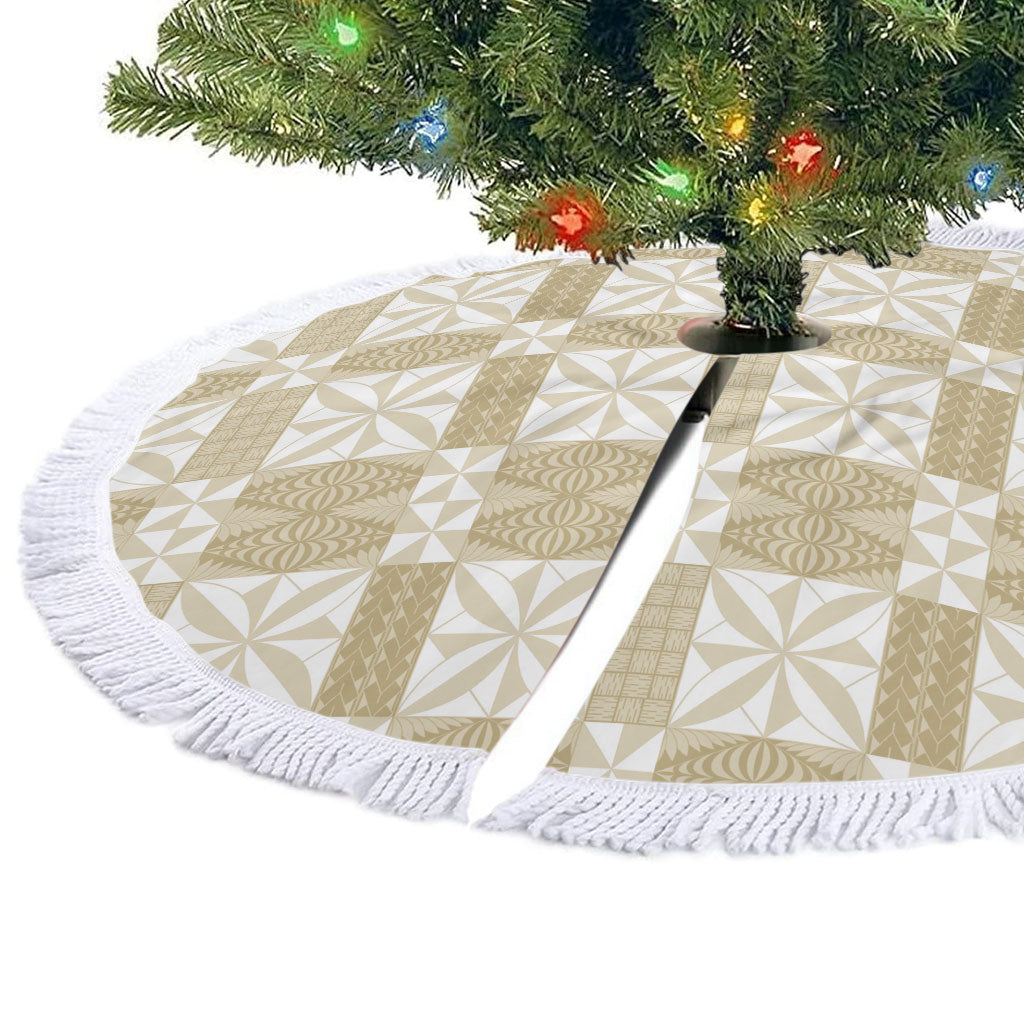 Beige Ngatu Pattern Malo e Lelei Tonga Tree Skirt LT14 - Polynesian Pride