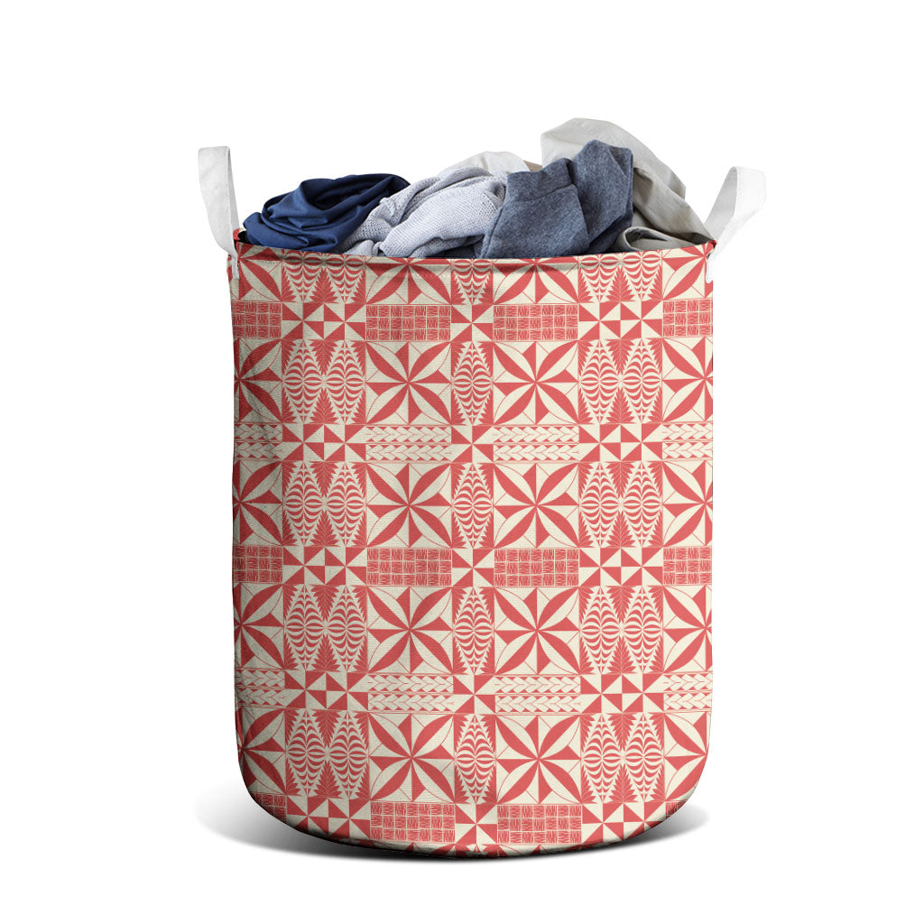 Red Ngatu Pattern Malo e Lelei Tonga Laundry Basket LT14 - Polynesian Pride
