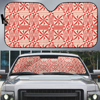Red Ngatu Pattern Malo e Lelei Tonga Auto Sun Shade LT14 Red - Polynesian Pride
