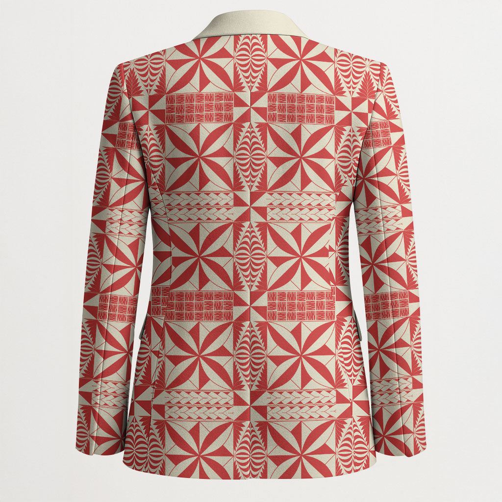 Red Ngatu Pattern Malo e Lelei Tonga Blazer LT14 - Polynesian Pride