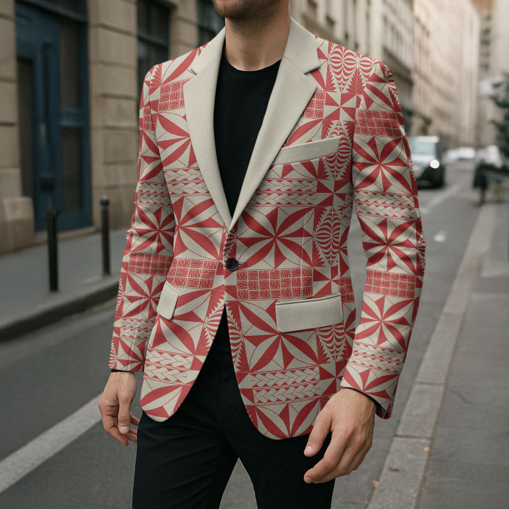 Red Ngatu Pattern Malo e Lelei Tonga Blazer LT14 - Polynesian Pride