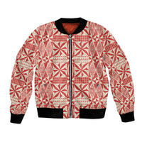 Red Ngatu Pattern Malo e Lelei Tonga Bomber Jacket LT14 Unisex Red - Polynesian Pride