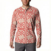 Red Ngatu Pattern Malo e Lelei Tonga Button Sweatshirt LT14 - Polynesian Pride