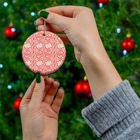Red Ngatu Pattern Malo e Lelei Tonga Ceramic Ornament LT14 - Polynesian Pride